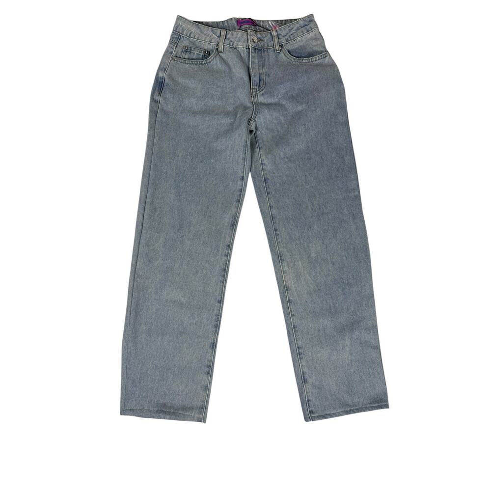 NWT Women's Edikted Bow Pocket Vintage Relaxed Straight leg 9" Rise jeans 28